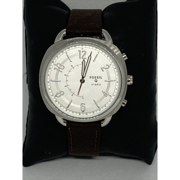 Fossil FTW1202 Women's Brown Leather Silver Analog Dial Hybrid Smartwatch XX768 - Picture 1 of 12